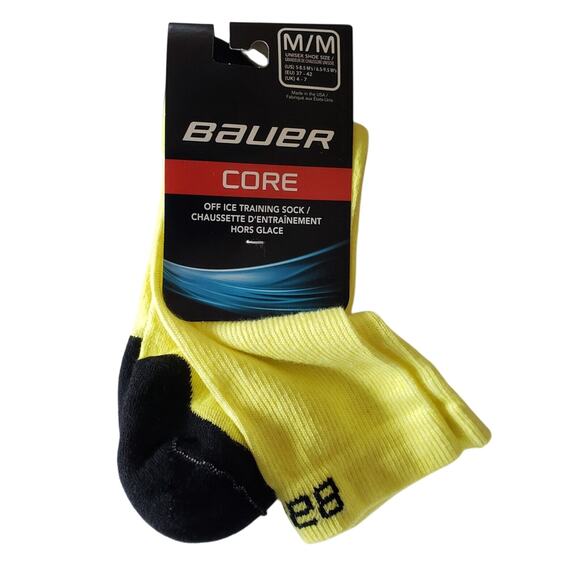 Bauer Off Ice Training Hockey Socks Size M/M Medium Adult Core Mid Calf Yellow - Picture 1 of 4